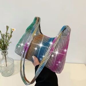 All over‎ rhinestone shoulder bag